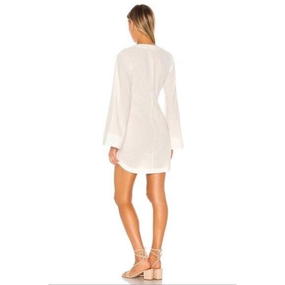 L'Academie Revolve Women’s The Janeiro Tie Front Bell Sleeve White Mini Dress XS - Picture 5 of 13